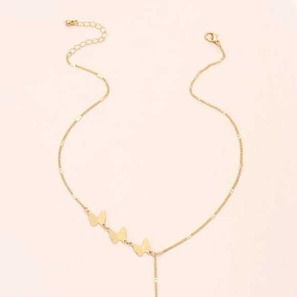 Butterfly Charm Necklace Golden Lariat - Picture 3 of 8
